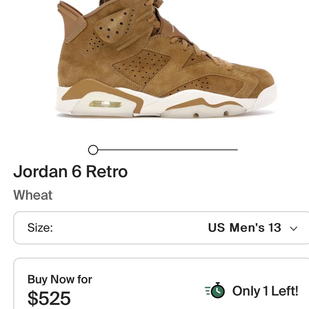 Air Jordan 6 Retro Wheat, Men’s Sz 13, No Original Box